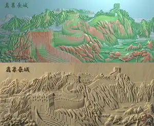 主宰天王淘宝128千里江山 万里长城 百鸟朝凤图 浮雕雕塑图stl obj