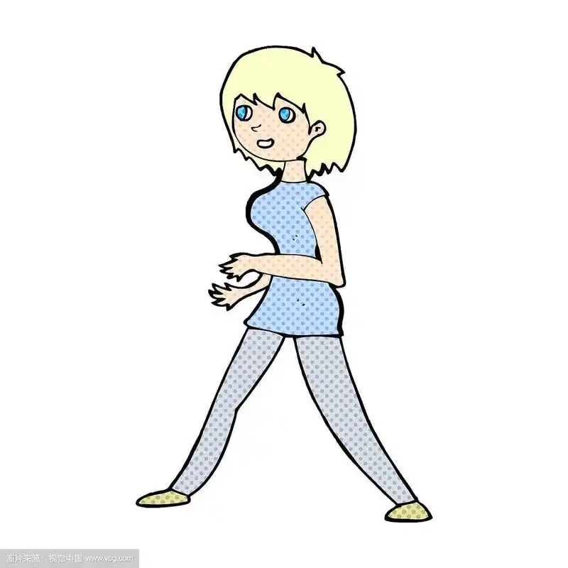 卡通女人走路
