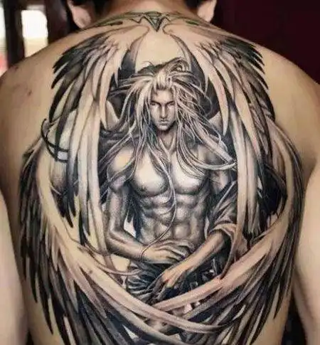 满背好看的堕落天使纹身图片