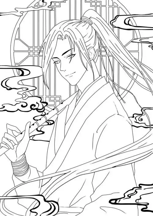 黑白线稿橡皮章素材动漫魔道祖师魏无羡
