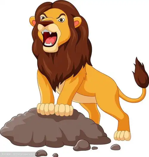 卡通狮子咆哮孤立在白色背景
