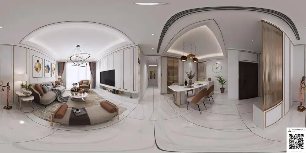 效果图-请您鉴赏:现代轻奢客餐厅 全景(2017版本)_家装模型_室内设计