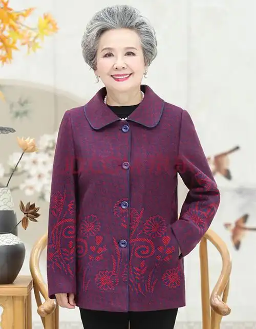 李子键 奶奶装新款秋装中老年女装春秋款外套老年人衣服60岁以上外衣