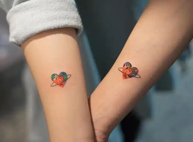 情侣小臂小清新爱心纹身图案 - 深圳纹彩刺青