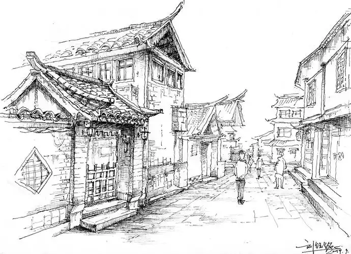 古镇系列速写