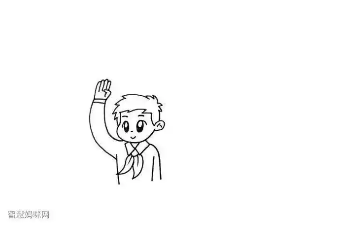 小学生敬礼图片简笔画图片向国旗敬礼的小学生少先队员简笔画戴红领巾