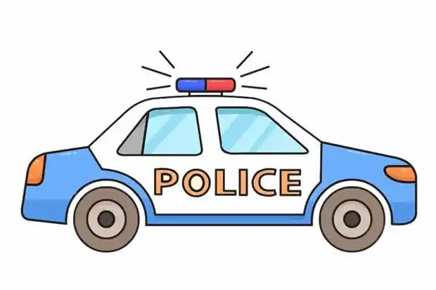 警车简笔画带颜色画法步骤图片