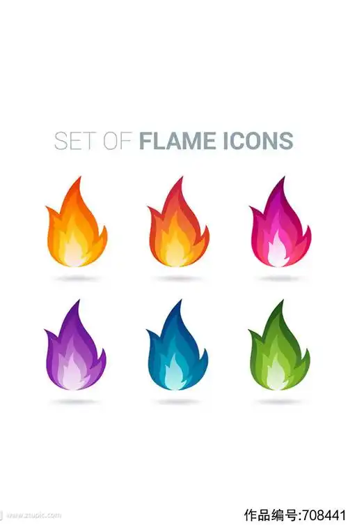 6款彩色火焰设计矢量素材元素