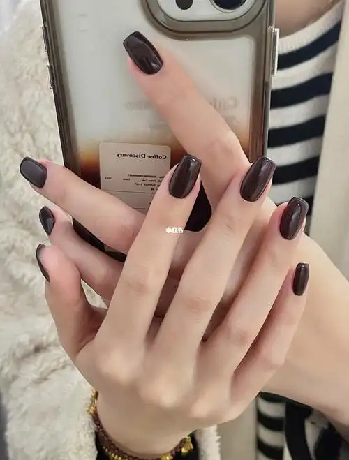 冬天氛围感美甲浓郁巧克力95色