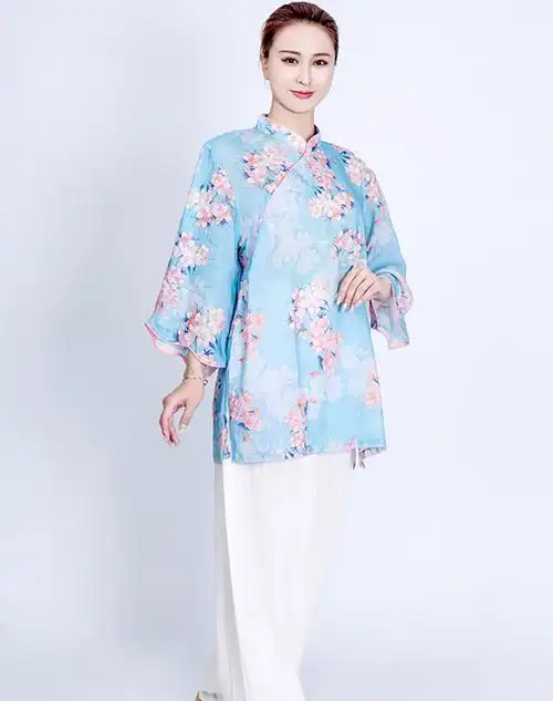 2022新款小和山太极服女夏季薄款短袖飘逸洋气上衣太极拳练功服装kp