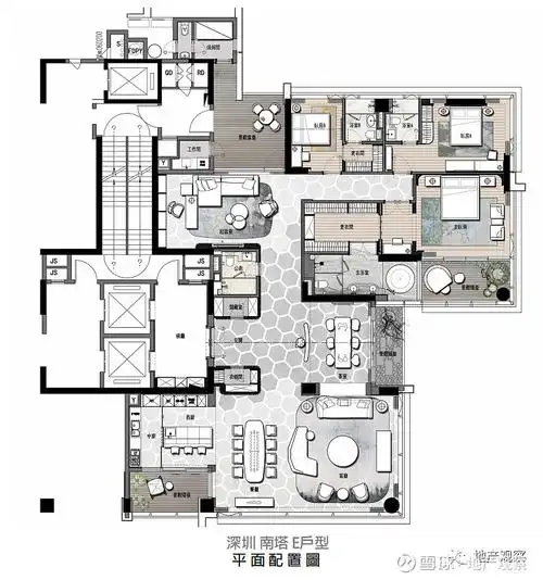 这让整个户型有了超大的空间开阔感,同时拥有极佳的景观面,能看到山景