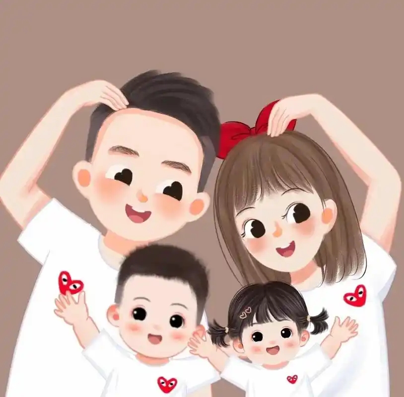 全家福卡通头像 #亲子头像  - 抖音