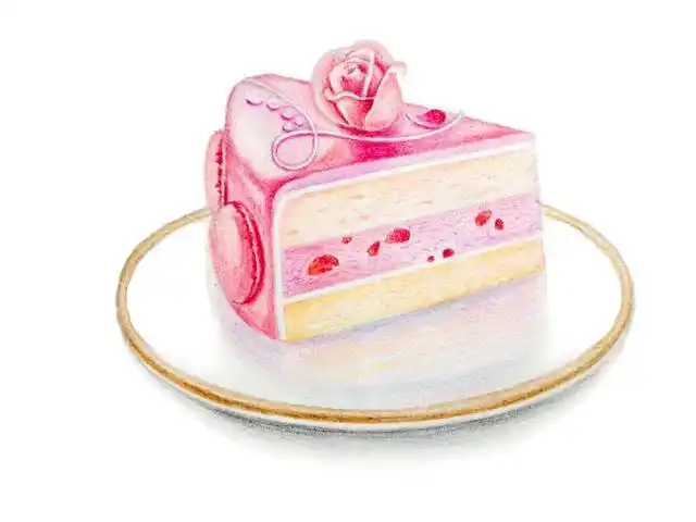 生日蛋糕切片蛋糕的彩铅绘画步骤,彩铅爱好者教程参考