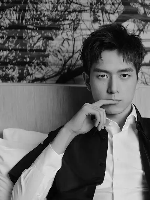 照片中他西装叠穿似贵公子冷峻帅气,看向镜头眼神高冷,硬照表现力满分