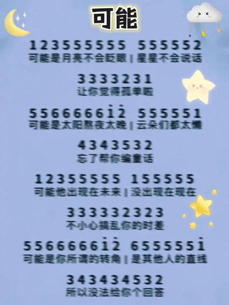 《可能》卡林巴21键拇指琴简谱流行曲 "可能是月亮不会眨眼,星星不会