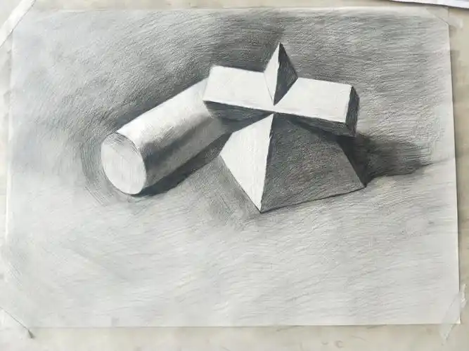 素描暑假作业4:两个几何体静物组合