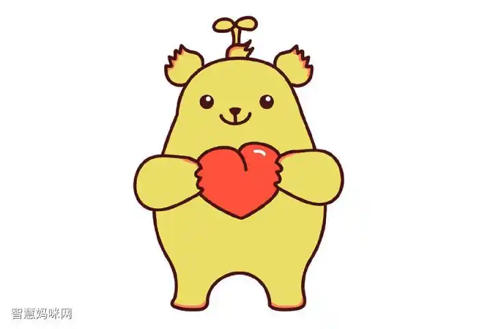 可爱萌芽熊简笔画的画法步骤