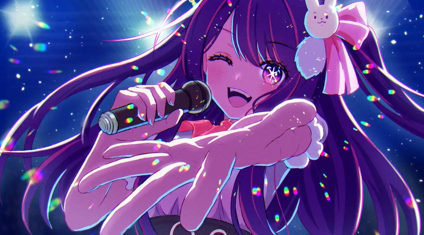 动漫美图# #二次元# #二次元美图# 一头及腰的紫色长发,紫色的双眼中