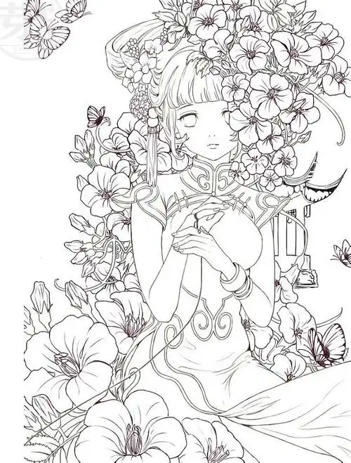 动漫线稿 sai手绘人物漫画 cg上色插画临摹素材 xb006-淘宝网草稿乃茶