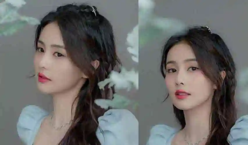 白鹿竟撞脸李沁造型温柔甜美清新同穿蓝色连衣短裙谁更美