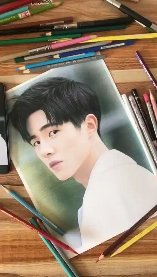 彩铅手绘作品  帅气的刘昊然