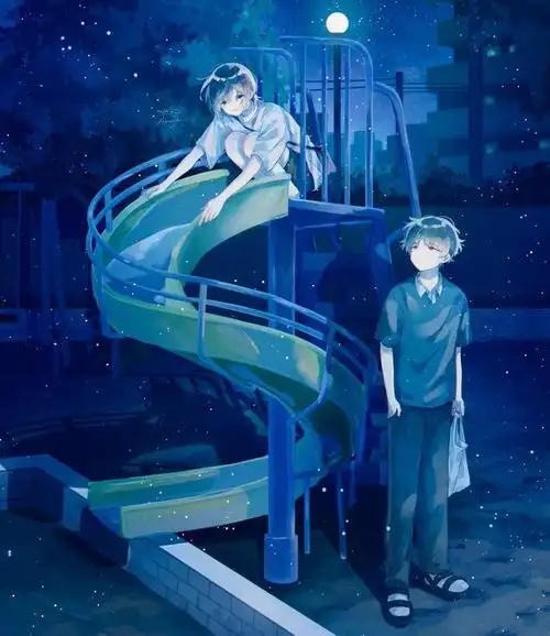 带点温度的蓝色调人物插画如星空一般的干净画风