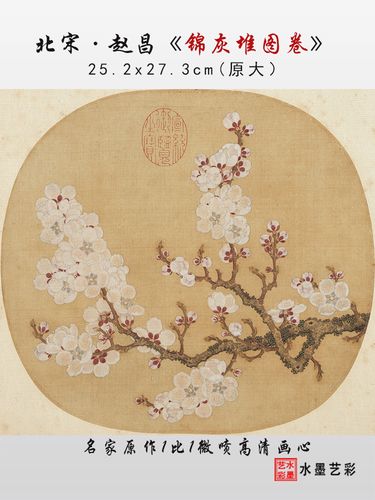 北宋·赵昌《写生杏花图》高清微喷宋代名家杏花树木临摹画稿画心