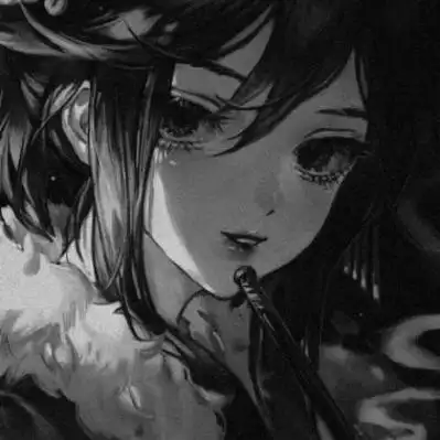 黑色调唯美古风女生动漫头像孤独伤心的女孩子