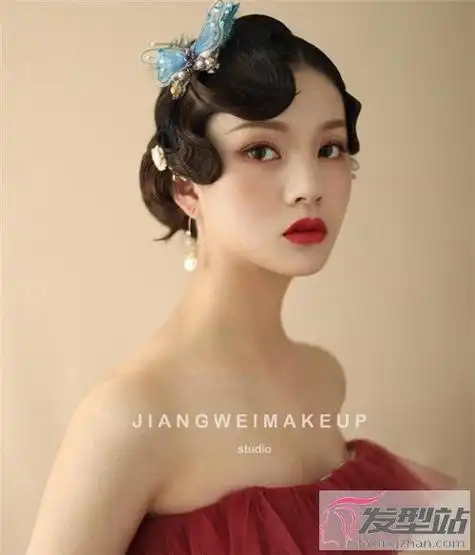 复古港风名媛风盘发高级时尚气质盘发