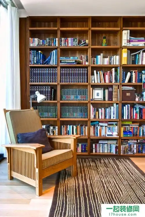 北欧风格三居大户型书房书架装修效果图