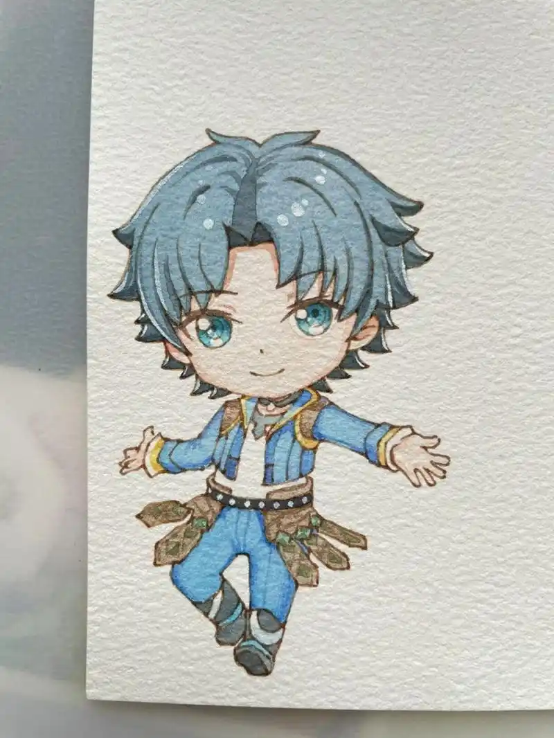 自制书签92钢笔淡彩唐三|附线稿上色过程 画了小舞当然也要画唐三呀