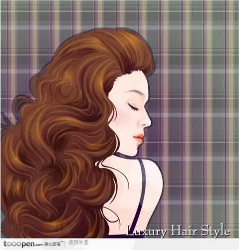 长卷发女头像卡通