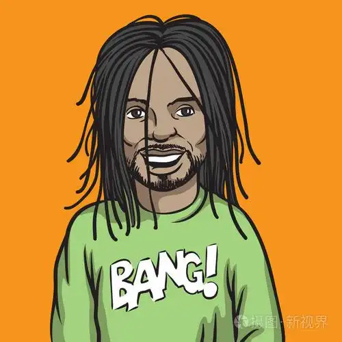 带有可怕的微笑黑人的矢量插图.