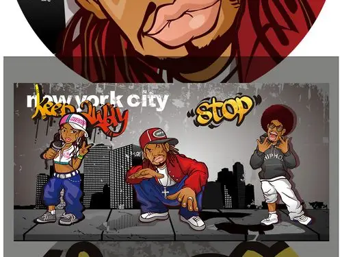 欧式复古手绘嘻哈街头涂鸦酒吧ktv背景墙