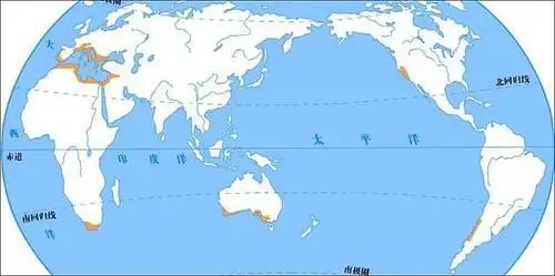 六大洲都有分布的地中海气候成世界上分布最为广泛的气候类型