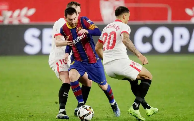 2020-2021赛季国王杯半决赛首回合 塞维利亚vs巴萨罗那 全场集锦