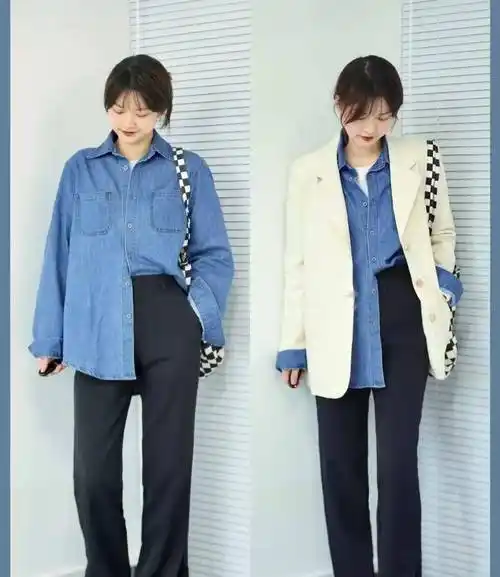 原创牛仔衬衫叠穿大法好九组日常实用搭配不怕牛仔衬衫没地穿