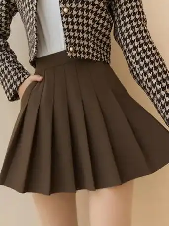 【全松紧 真口袋】百褶裙女高腰短裙a字百搭秋冬口袋半身裙 - 17网