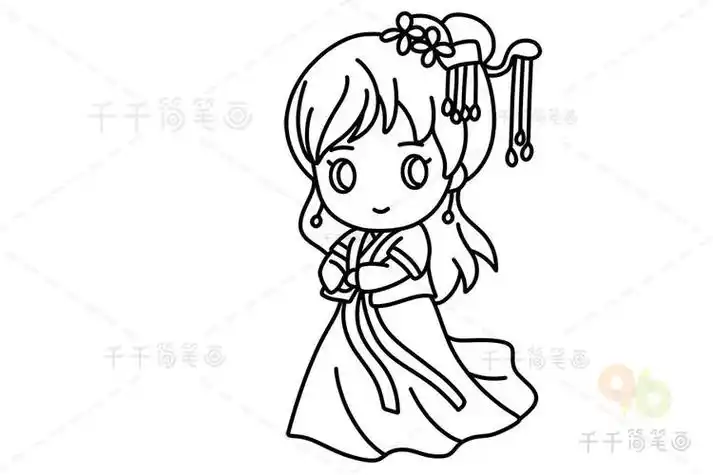 人物简笔画大图女古代端庄女孩简笔画怎么画女孩简笔画古装女孩的简笔