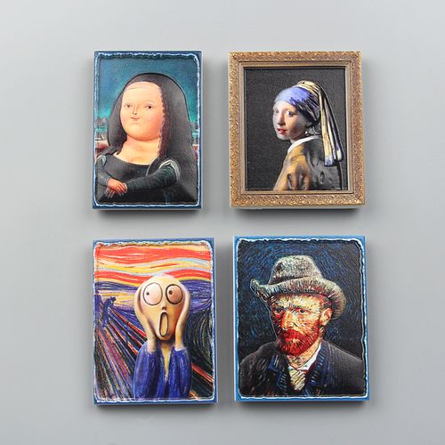 3d立体北欧梵高呐喊蒙娜丽莎冰箱贴磁贴家居装饰磁性贴铁贴