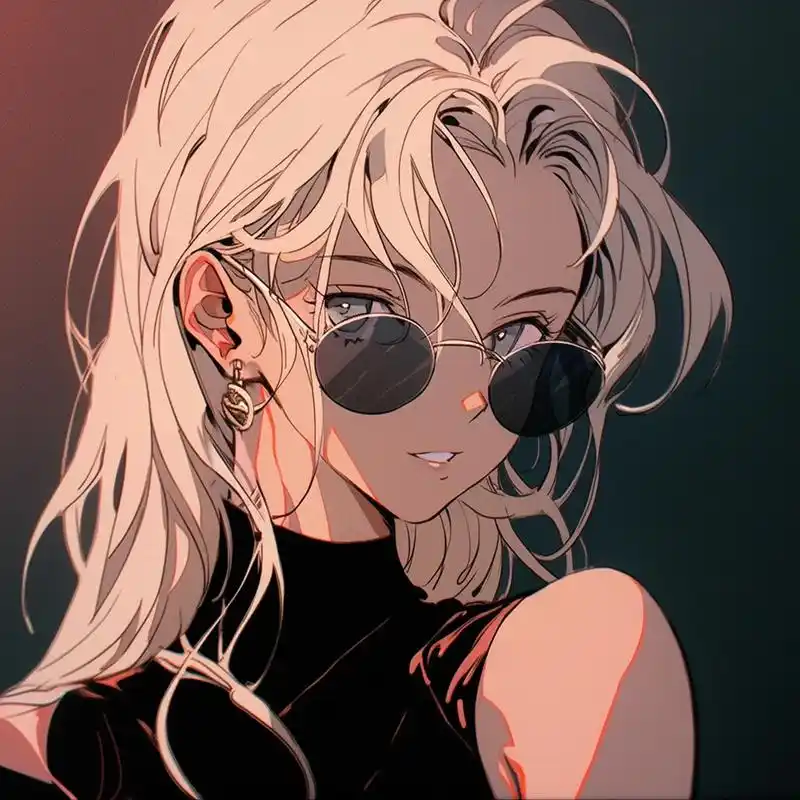 旧漫头像-ai绘画.戴墨镜的小姐姐真的是泰裤辣!#旧漫头像  - 抖音