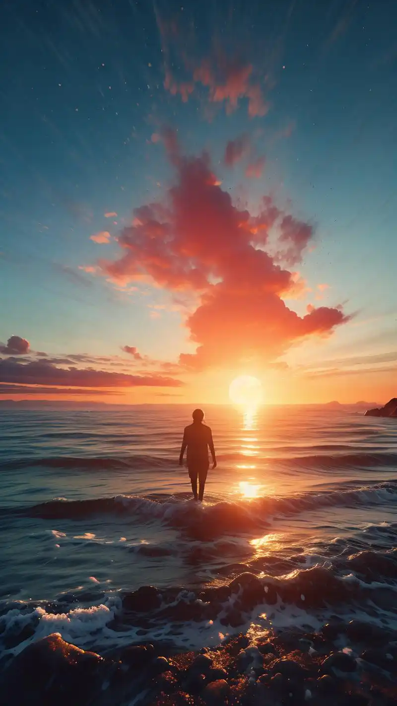 海边背影壁纸9893手机桌面美学 想感受海风的温柔与夕阳的浪漫吗?