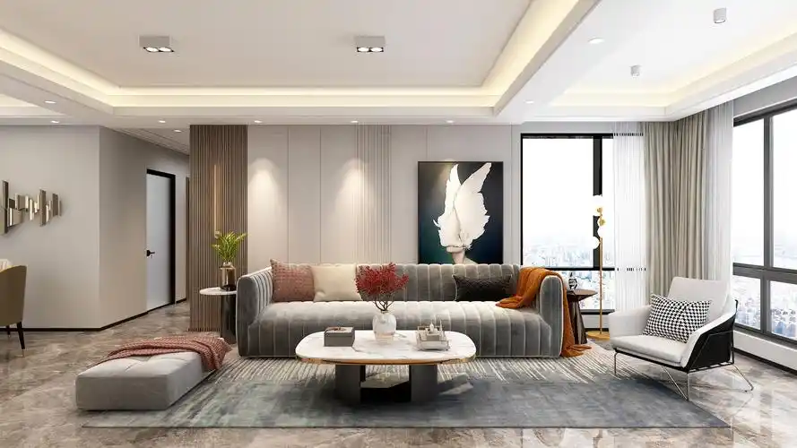 130方现代轻奢两厅三居效果图