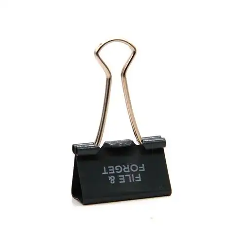 wholesale black binder clip with white alphabet metal paper clip