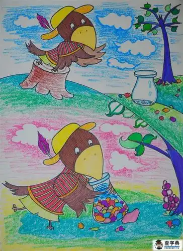 故事画图片儿童画-乌鸦喝水