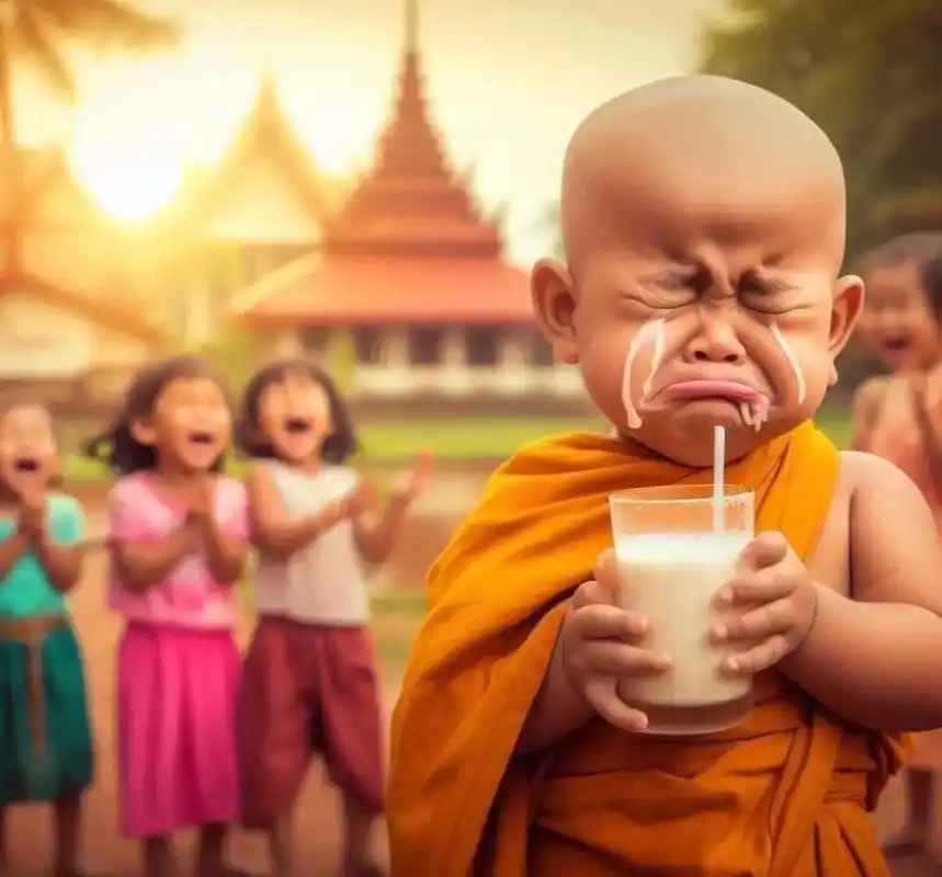 ai画作之萌娃大逃亡之:挨揍哭泣的小和尚.#萌娃 #治愈系  - 抖音