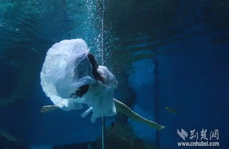 武汉女孩水下憋气秀钢管舞