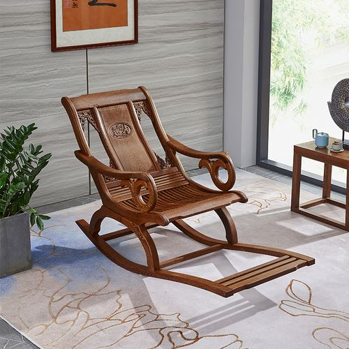 非洲崖豆木)摇椅客厅阳台老人躺椅 摇摇椅中式实木成人逍遥椅 170*57*