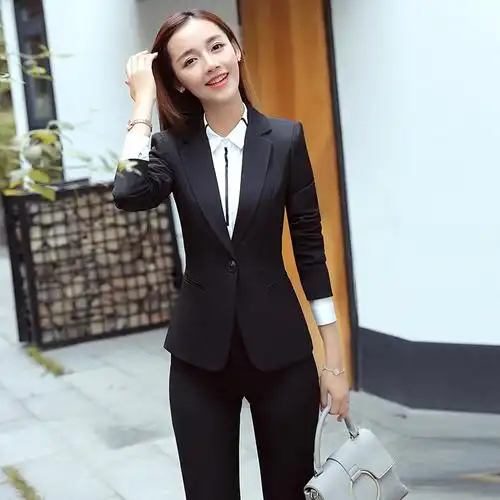 酒店前台职业装ol时尚套装女小西装餐饮饭店服务员长袖秋冬正装领班