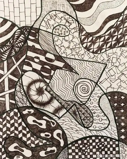 线描##黑白线描插画##黑白装饰画##儿童线描画##儿童画##创意美